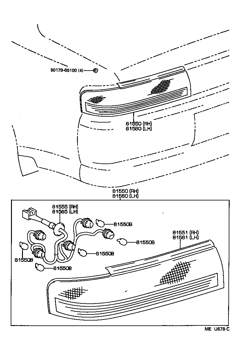 81550-22780 LAMP ASSY, REAR COMBINATION, RH product image