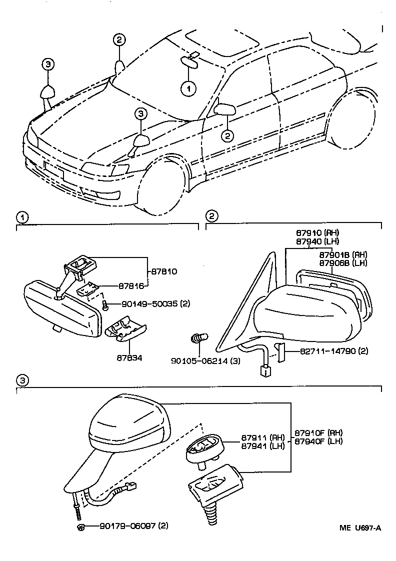 87931-2A190 MIRROR SUB-ASSY, OUTER REAR VIEW, RH product image