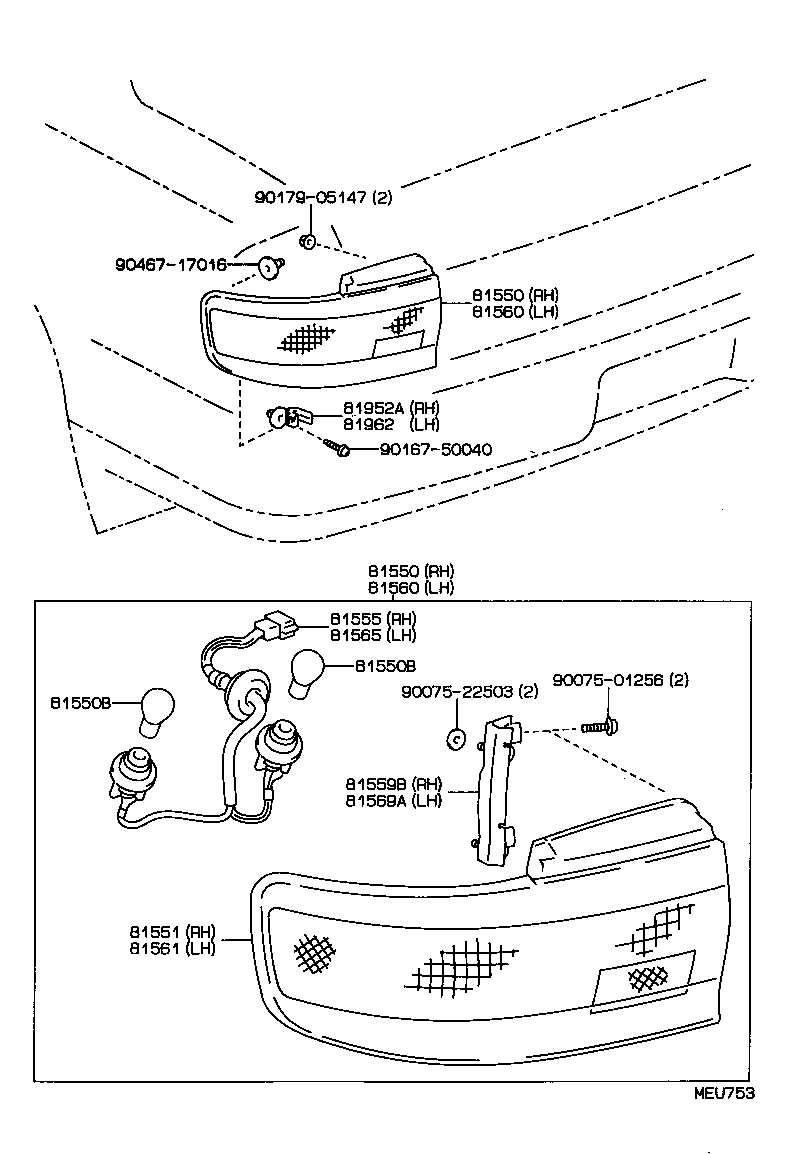 81550-33071 LAMP ASSY, REAR COMBINATION, RH product image