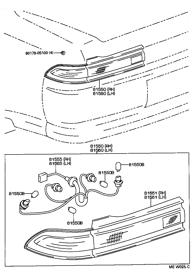 81555-22800 SOCKET & WIRE SUB-ASSY, REAR COMBINATION LAMP, RH product image