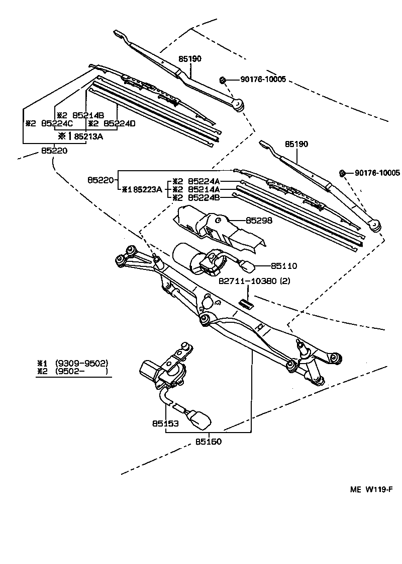 Toyota 85110-30362 MOTOR ASSY, WINDSHIELD WIPER