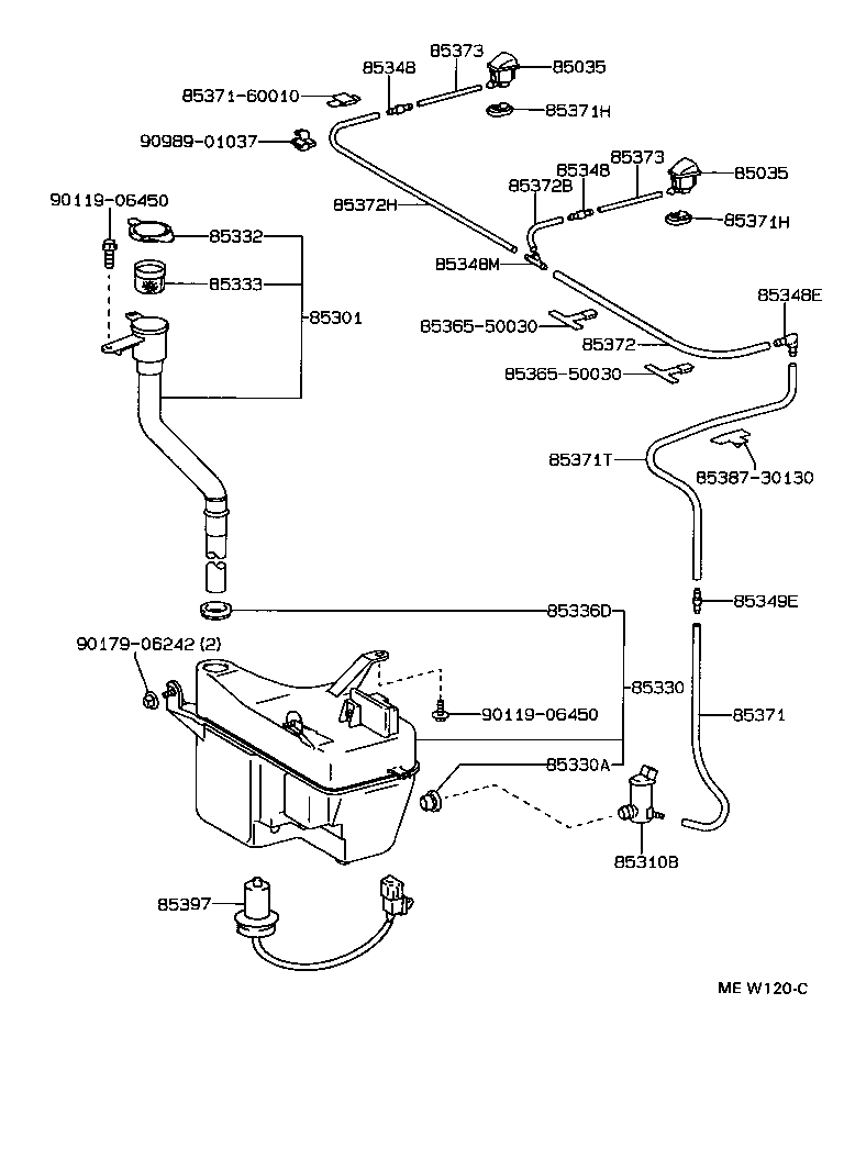90099-33884 HOSE, WINDSHIELD WASHER (FROM JOINT TO JOINT) product image