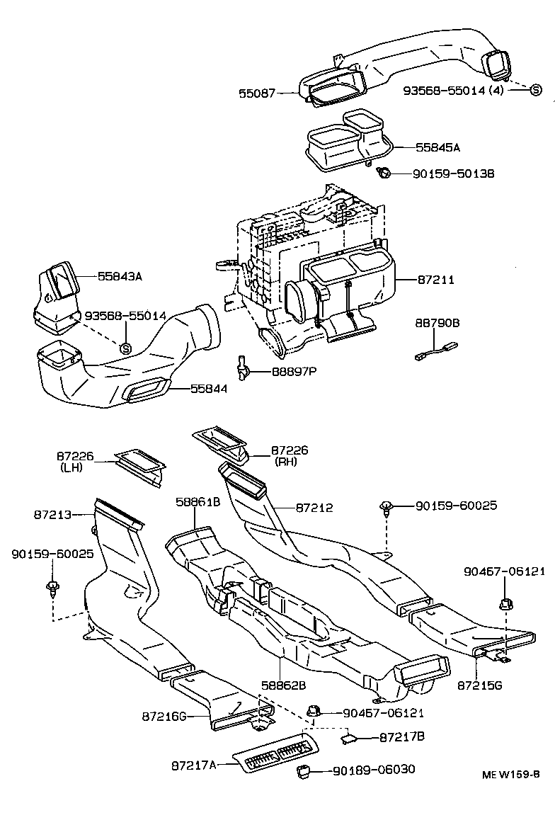 Toyota 55843-30180 DUCT, HEATER TO REGISTER, NO.1