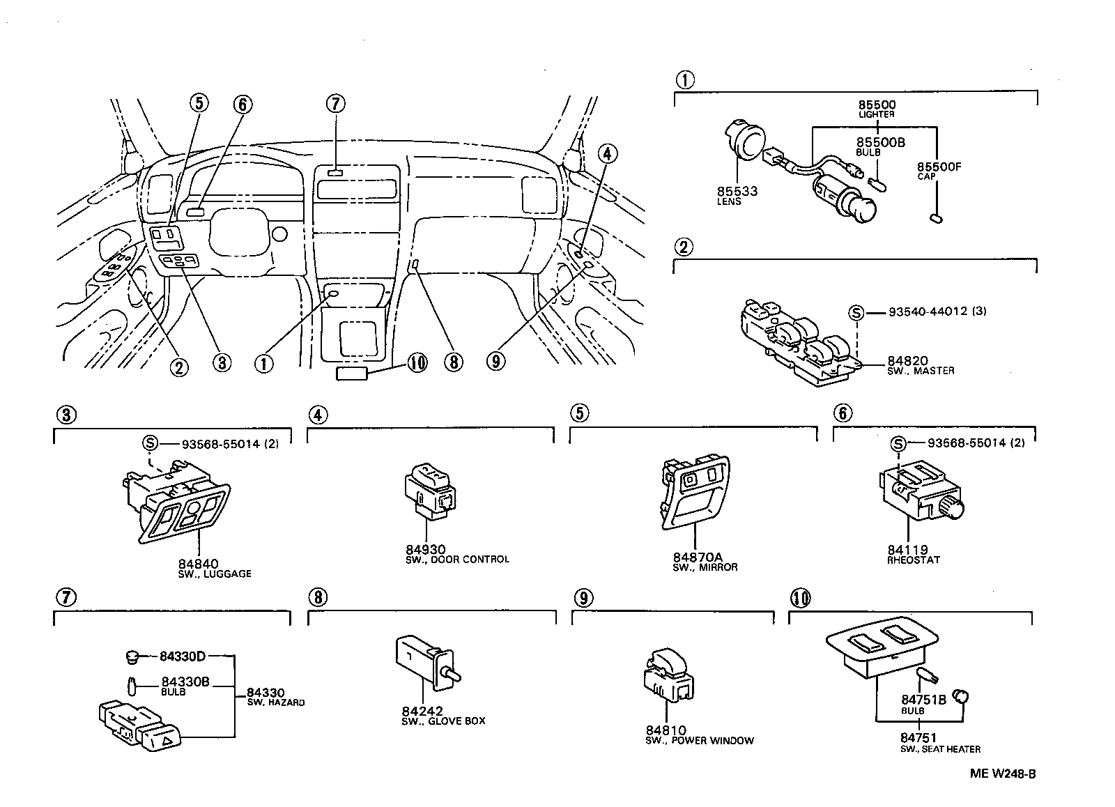 84140-30140 SWITCH ASSY, HEADLAMP DIMMER product image