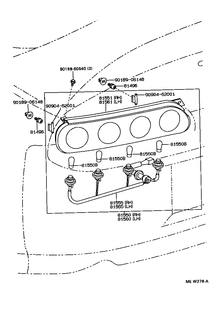 Toyota 81496-14010 GUIDE, REAR COMBINATION LAMP