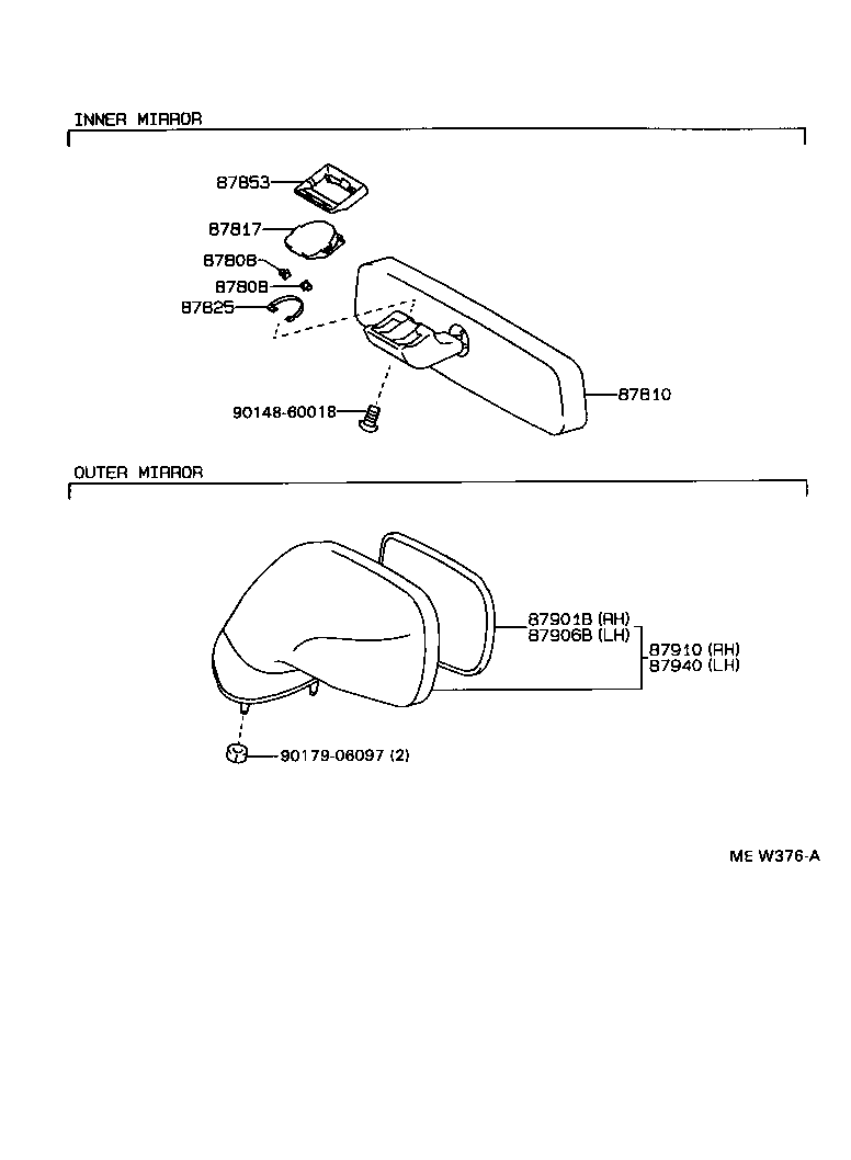 87817-24010 SPACER, INNER REAR VIEW MIRROR product image