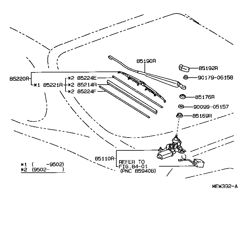 Toyota 85214-22360 RUBBER, REAR WIPER