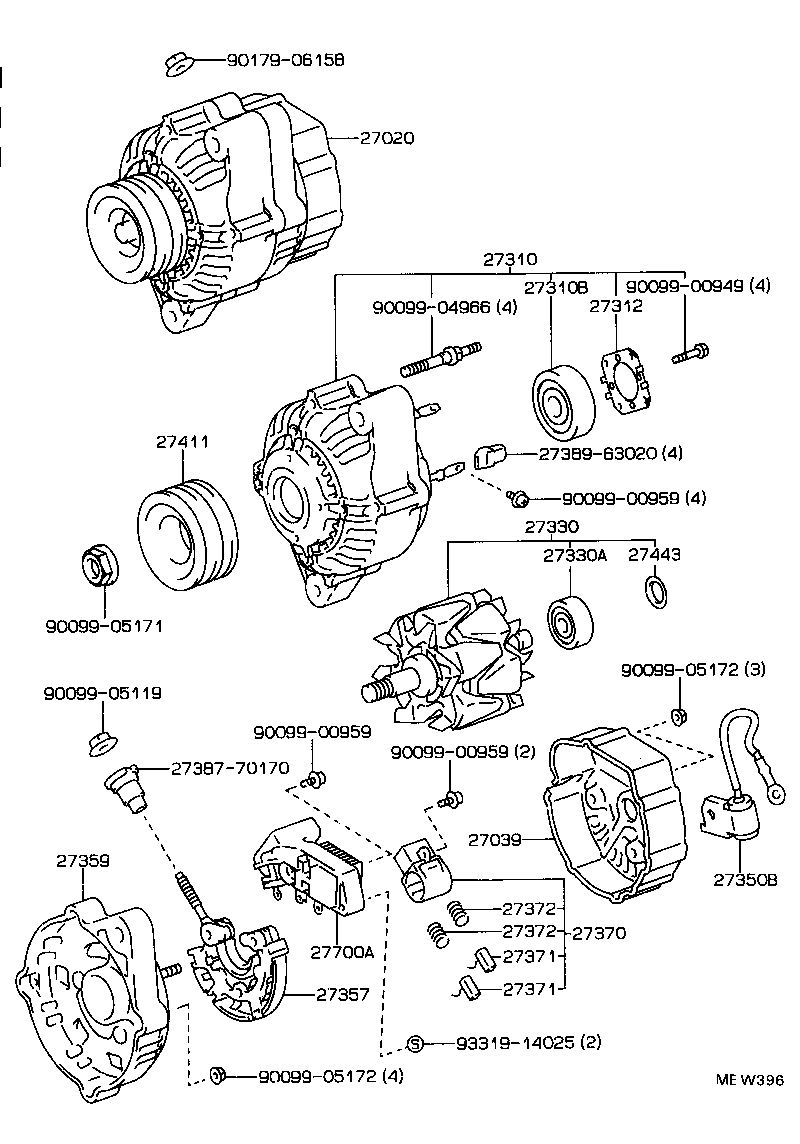 27060-61061 ALTERNATOR ASSY product image