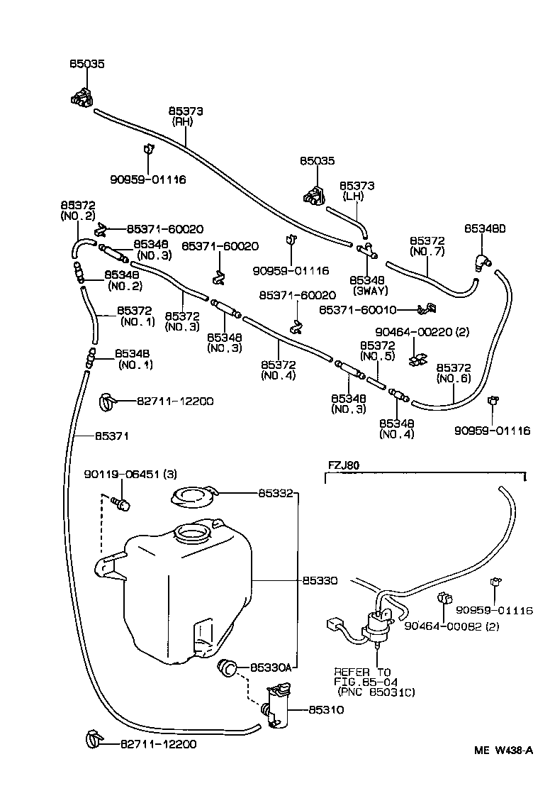90099-33790 HOSE, WINDSHIELD WASHER (FROM MOTOR TO JOINT) product image