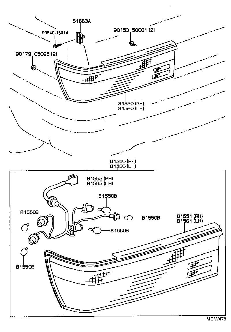 81555-30620 SOCKET & WIRE SUB-ASSY, REAR COMBINATION LAMP, RH product image