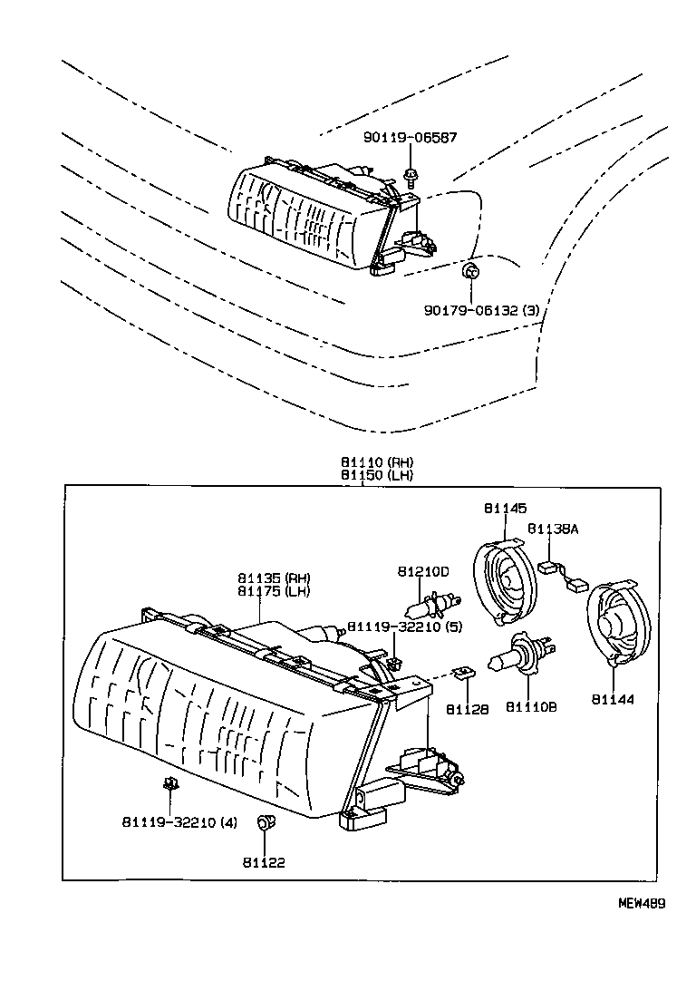 81150-91607 HEADLAMP ASSY, LH product image