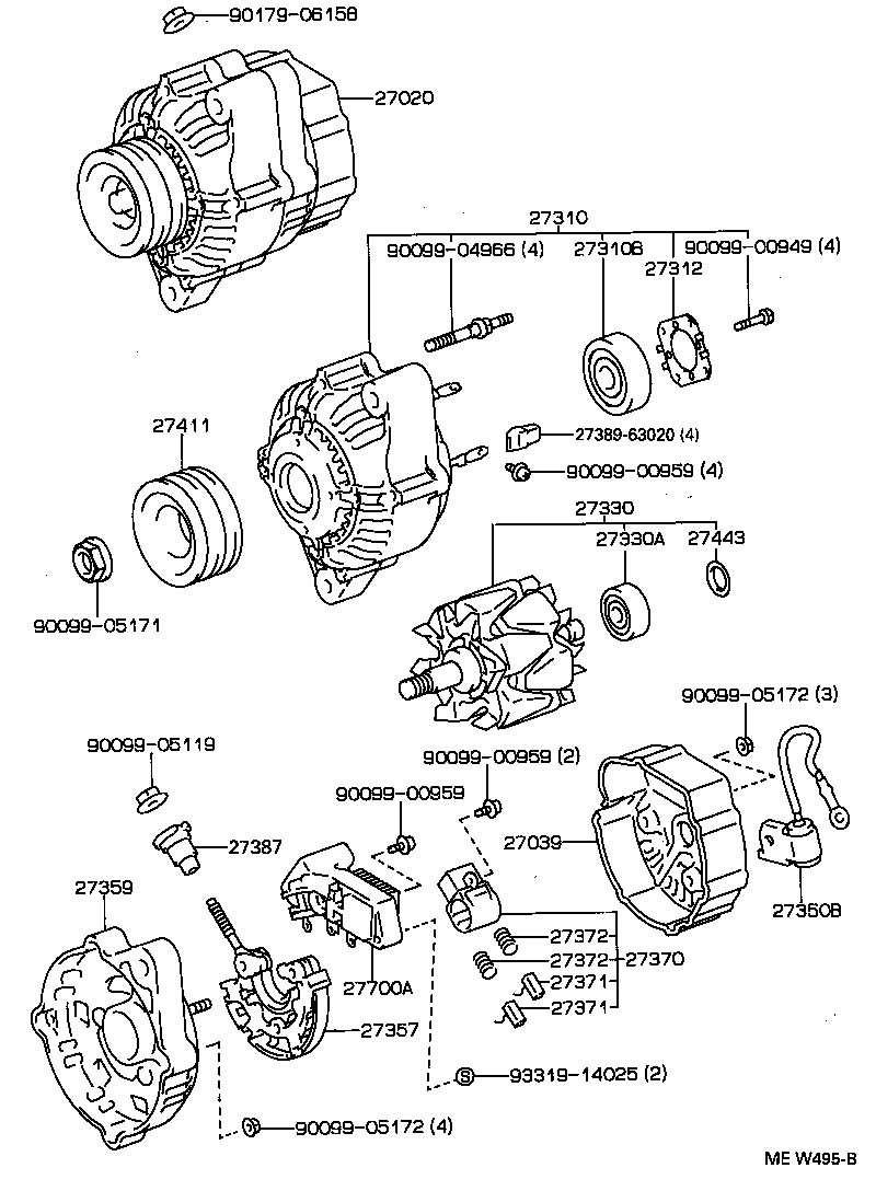 27310-67050 FRAME ASSY, DRIVE END, ALTERNATOR product image