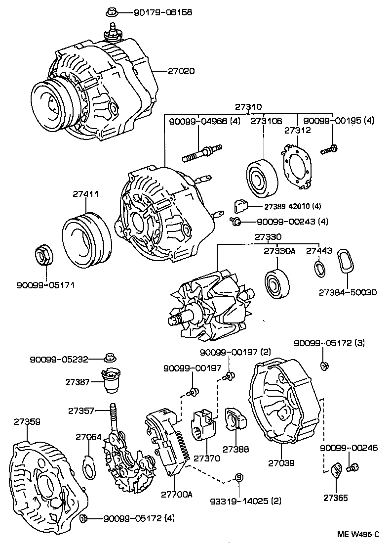 27310-67050 FRAME ASSY, DRIVE END, ALTERNATOR product image