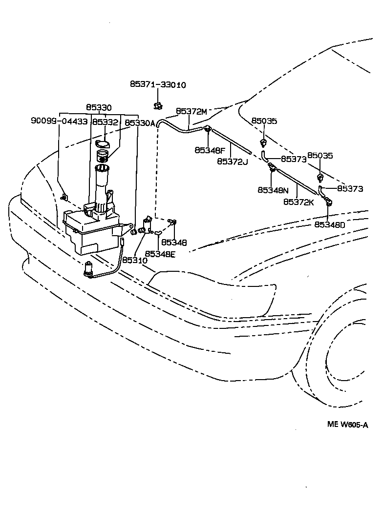 85385-33070 NOZZLE SUB-ASSY, WASHER product image