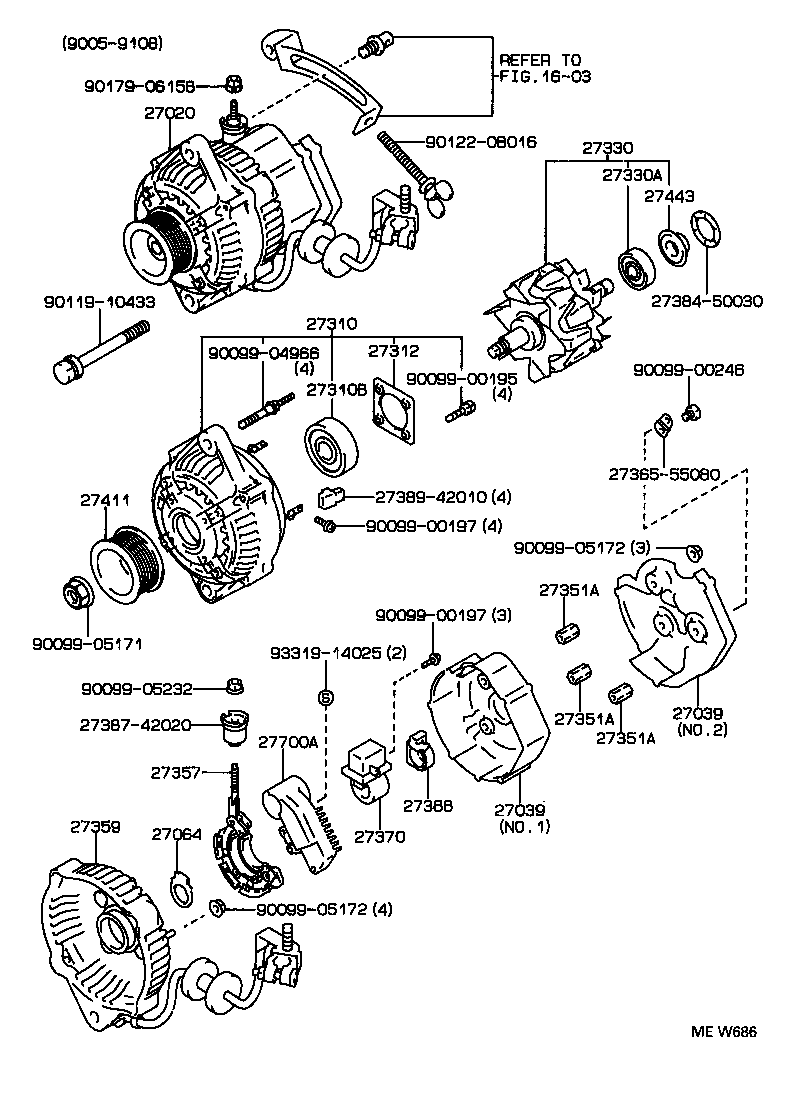 27310-43052 FRAME ASSY, DRIVE END, ALTERNATOR product image