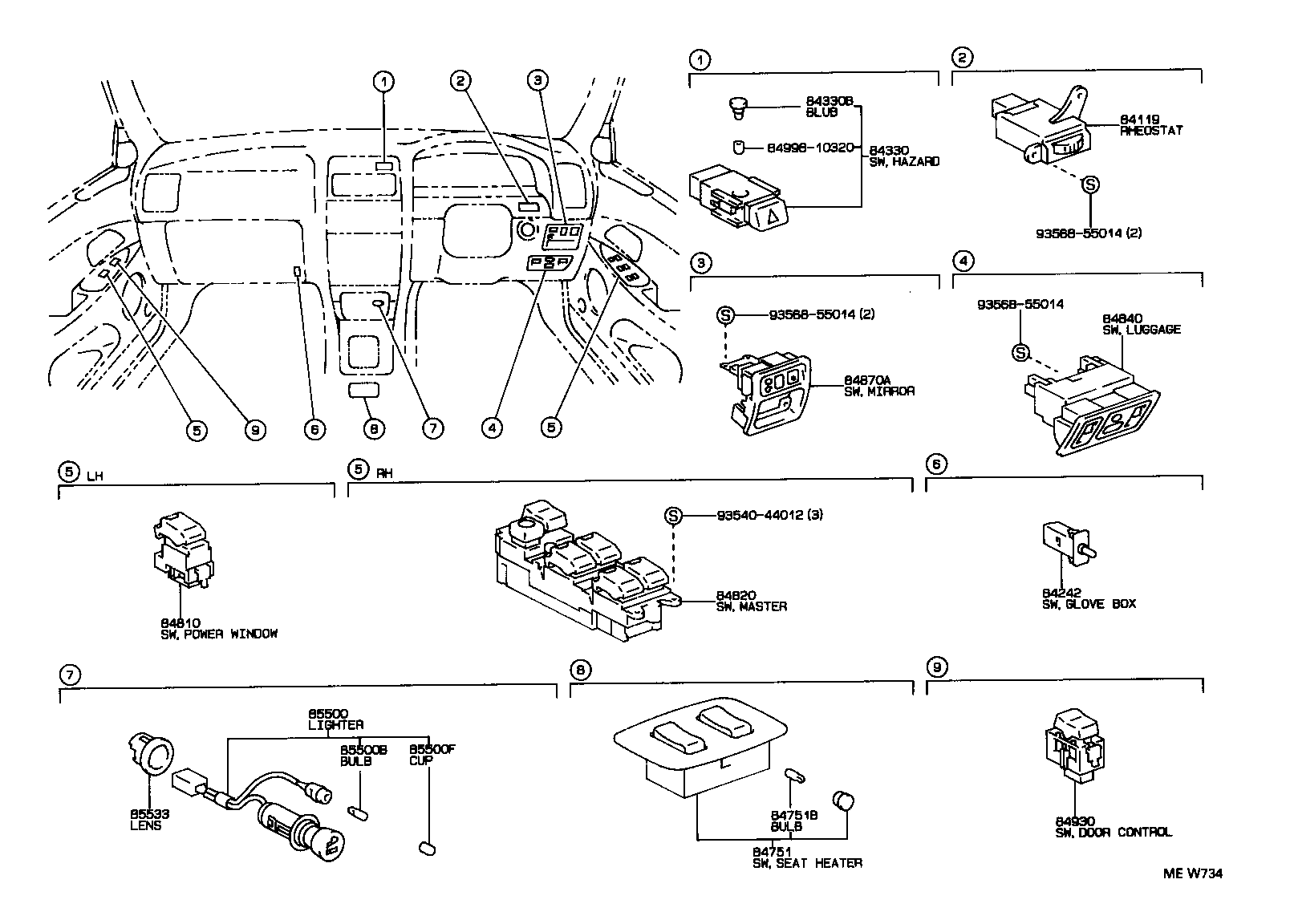 84140-30140 SWITCH ASSY, HEADLAMP DIMMER product image