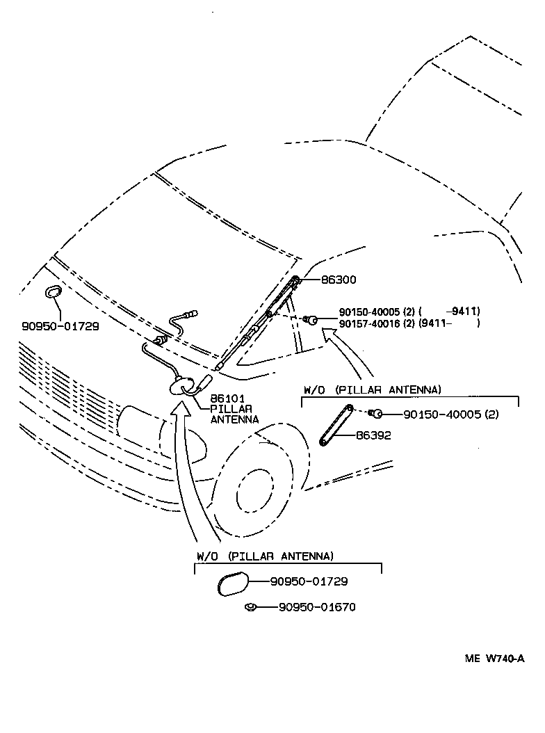 Toyota 86300-95D00 ANTENNA ASSY, W/HOLDER