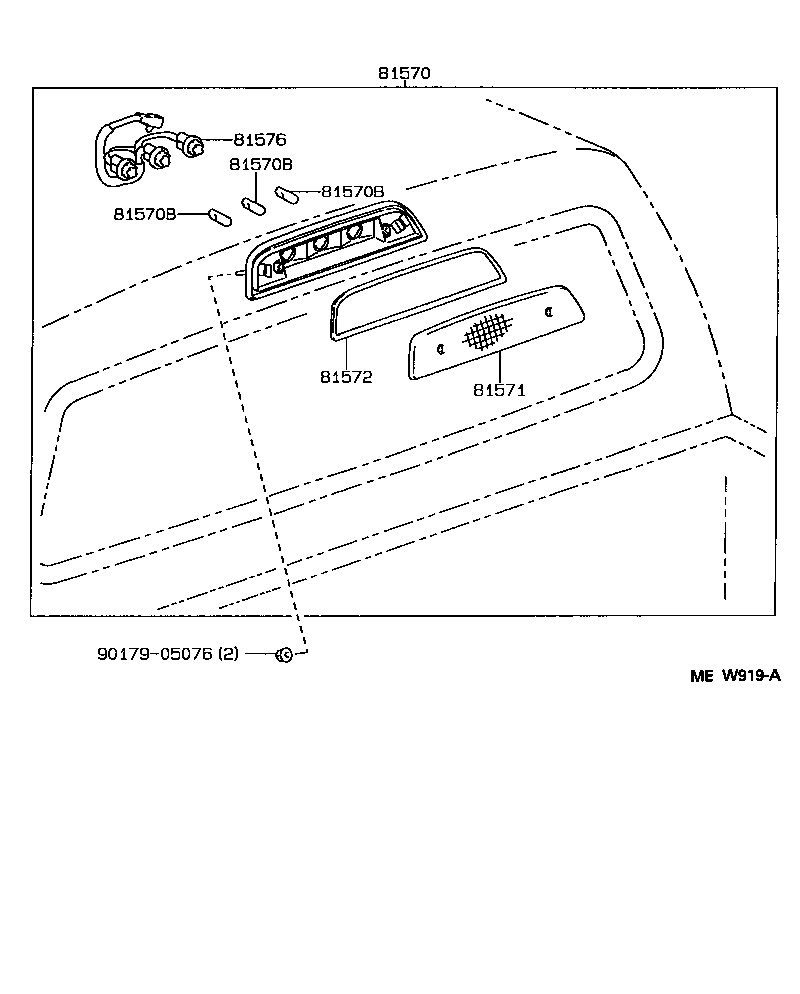 Toyota 81570-34010 LAMP ASSY, CENTER STOP