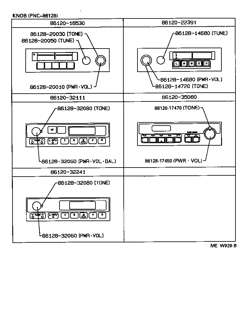 86128-17450 KNOB, RADIO RECEIVER product image