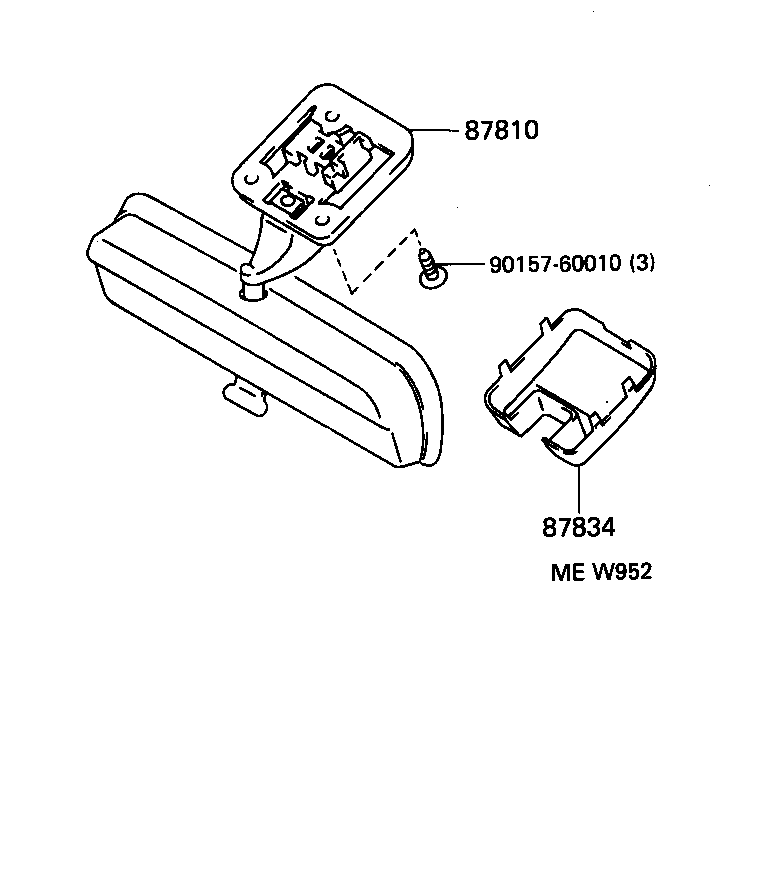 87917-34010 MIRROR, OUTER REAR VIEW, RH product image