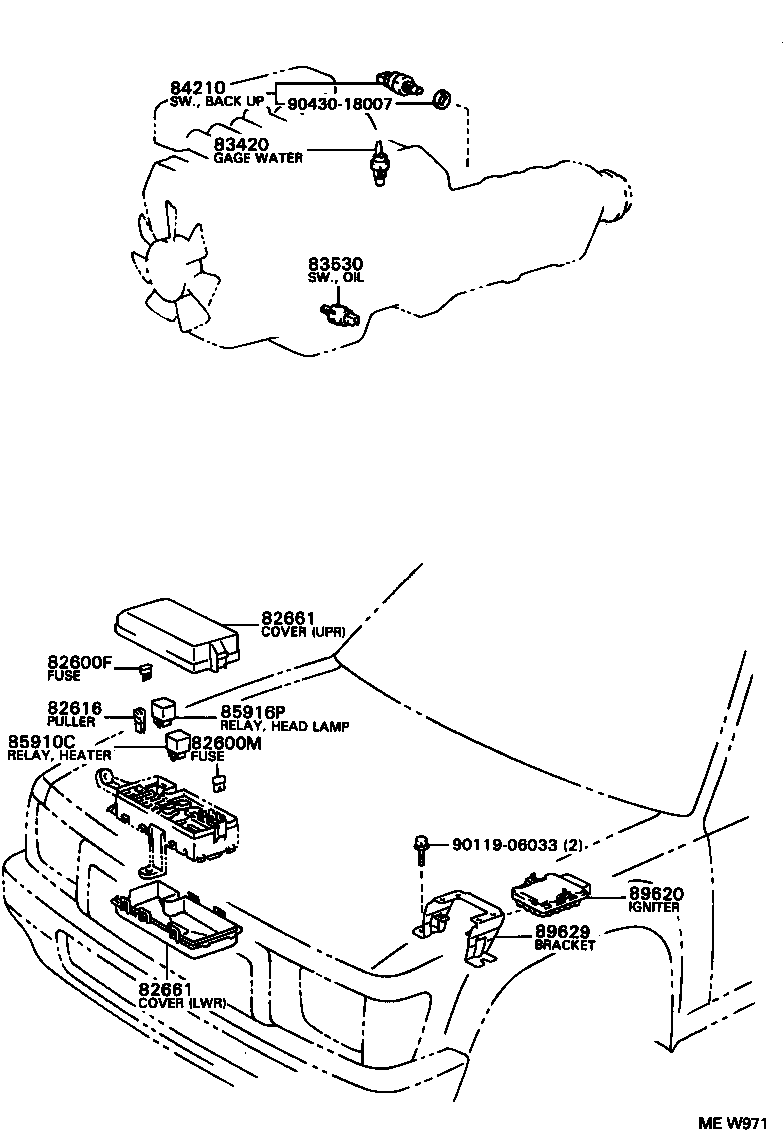 84332-34010 SWITCH ASSY, HAZARD WARNING SIGNAL product image
