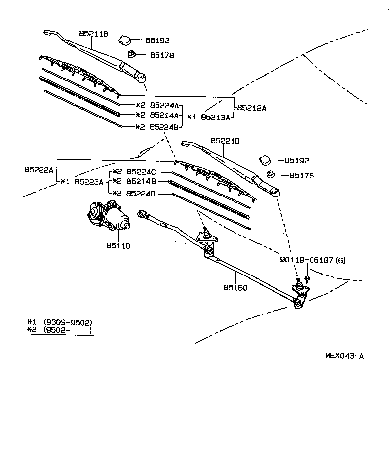 Toyota 85110-20840 MOTOR ASSY, WINDSHIELD WIPER