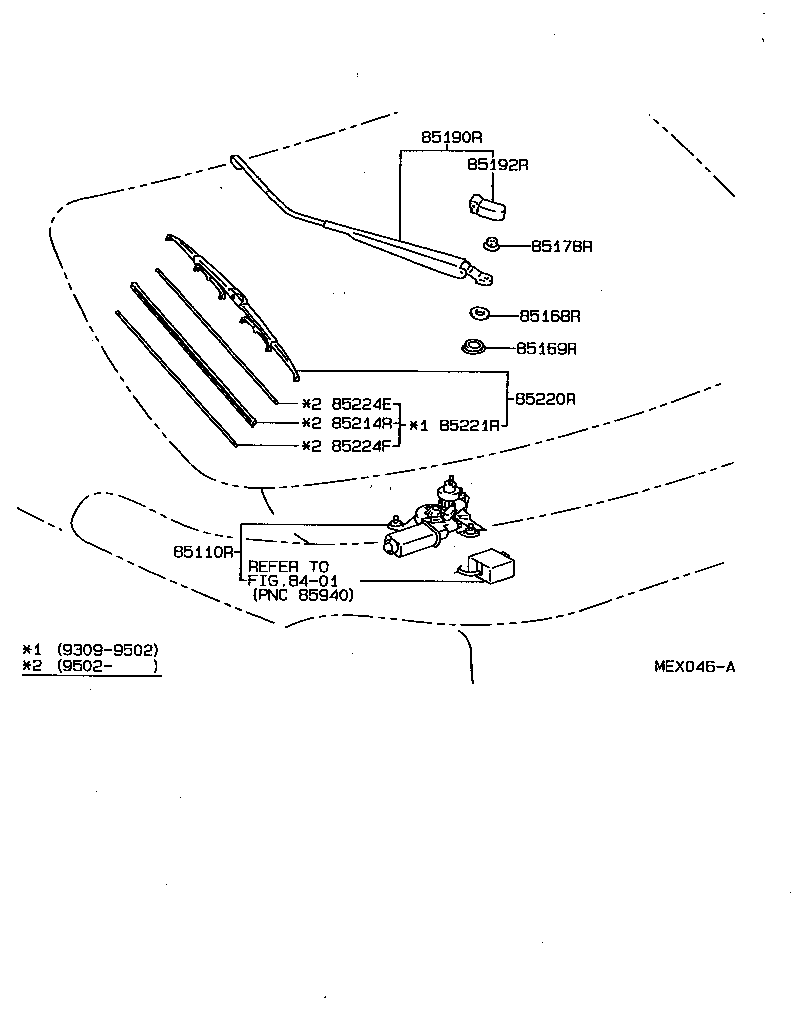 Toyota 85214-20360 RUBBER, REAR WIPER