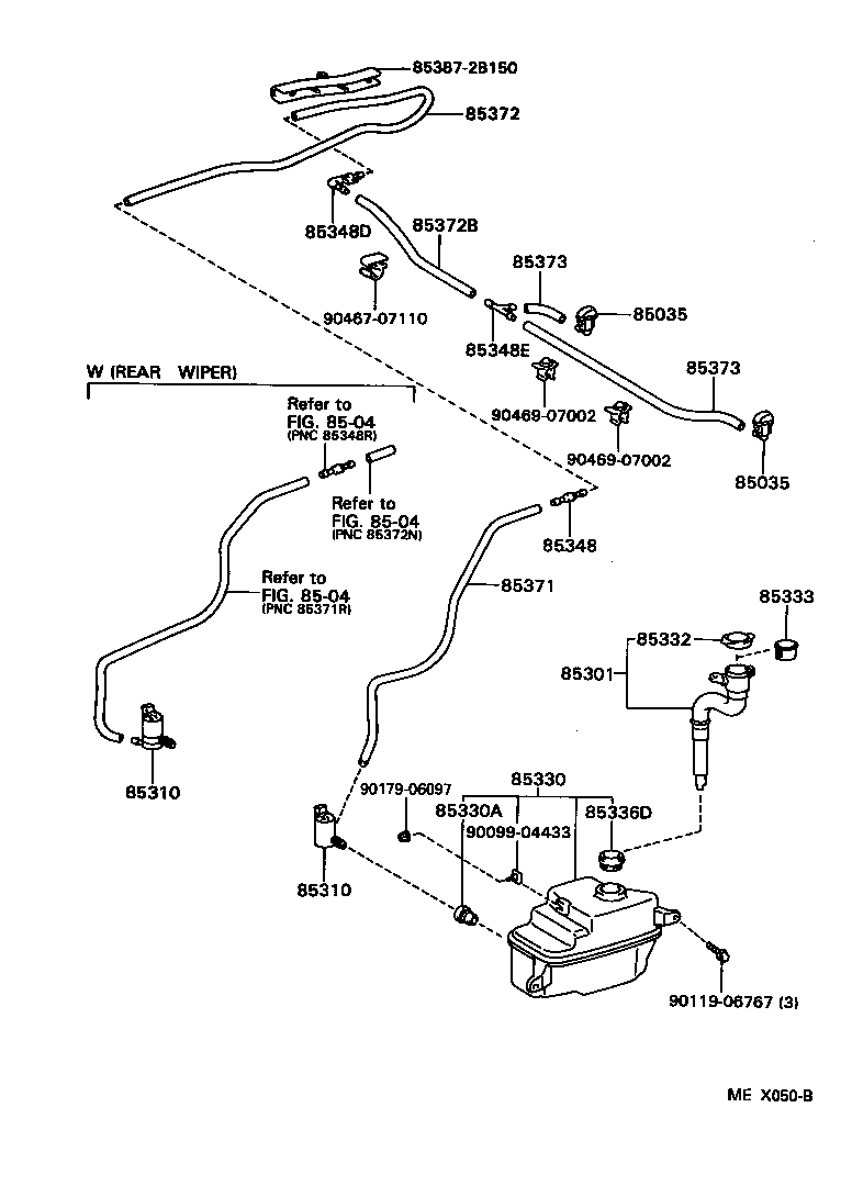 Toyota 85315-20520 JAR ASSY, WINDSHIELD WASHER