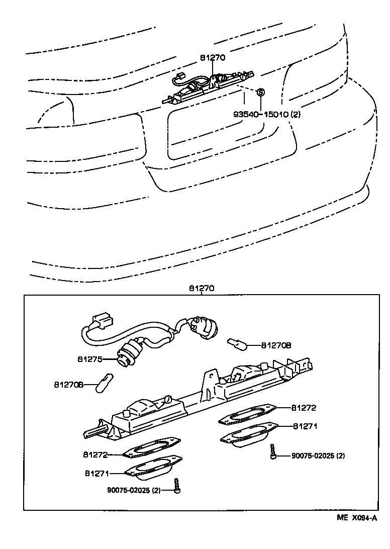 Toyota 81275-20590 SOCKET AND WIRE, LICENSE PLATE LAMP