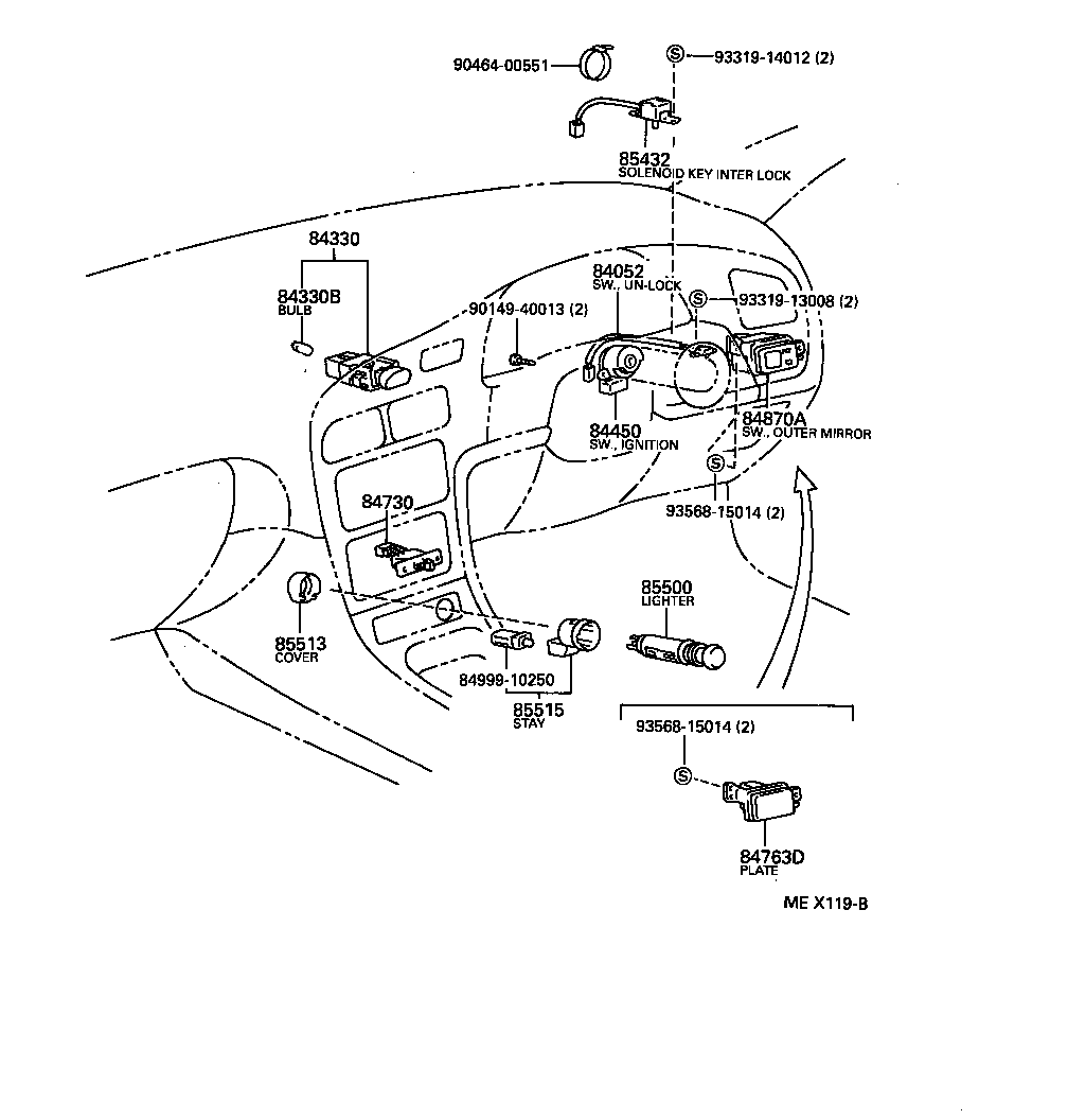 84332-20330 SWITCH ASSY, HAZARD WARNING SIGNAL product image