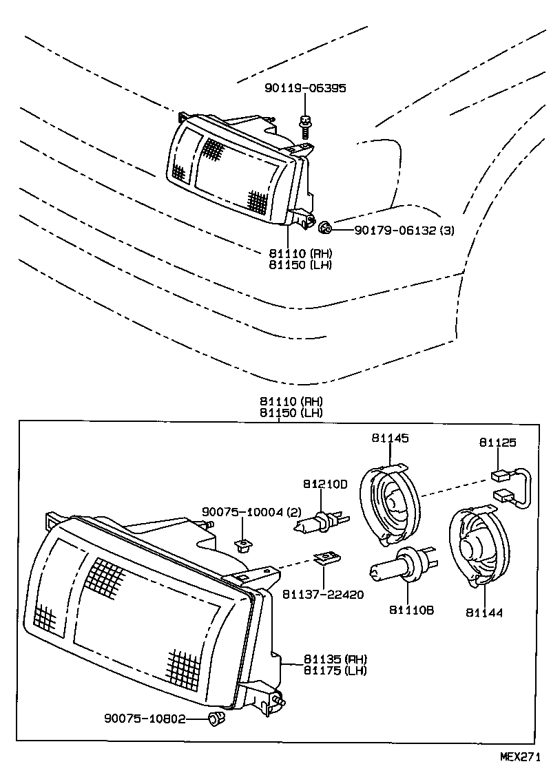 90075-99041 COVER, HEADLAMP, NO.2 product image