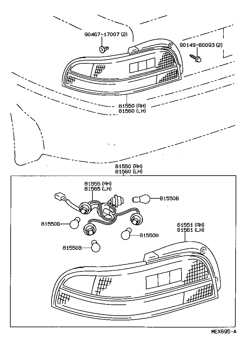 Toyota 81550-AC010 LAMP ASSY, REAR COMBINATION, RH