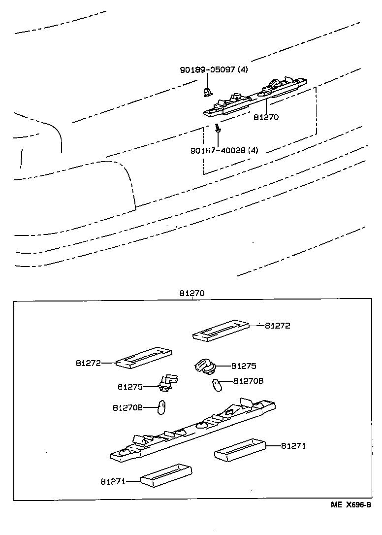 Toyota 81945-AC020 SOCKET AND WIRE, LICENSE PLATE LAMP