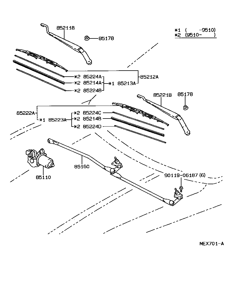 Toyota 85110-07010 MOTOR ASSY, WINDSHIELD WIPER