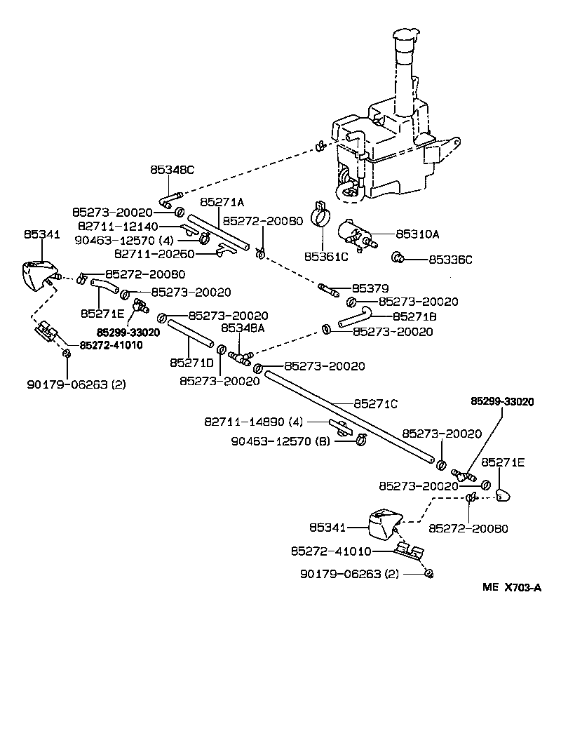 Toyota 85375-30030 HOSE, HEADLAMP CLEANER, NO.3