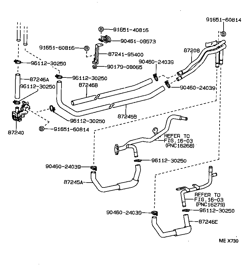 87245-92624 HOSE, REAR HEATER WATER OUTLET, E (TO ENGINE) product image