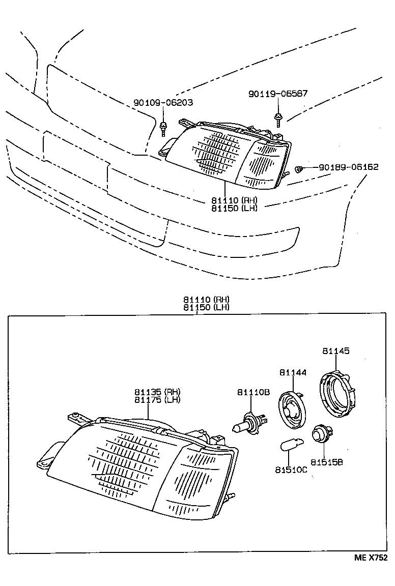 90075-99096 COVER, HEADLAMP, NO.2 product image