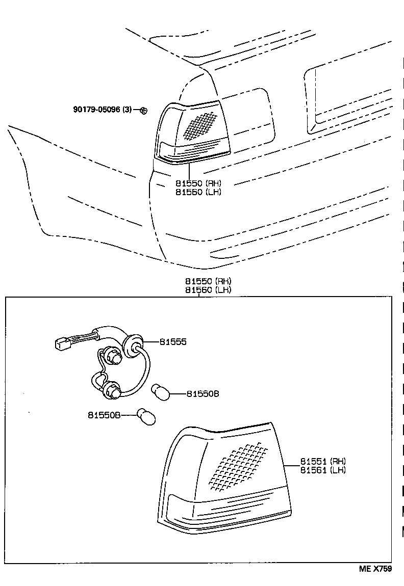 81550-32380 LAMP ASSY, REAR COMBINATION, RH product image