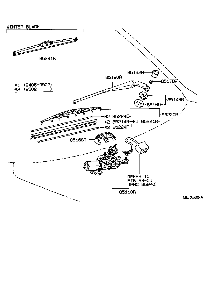 85241-32030 ARM ASSY, REAR WIPER product image