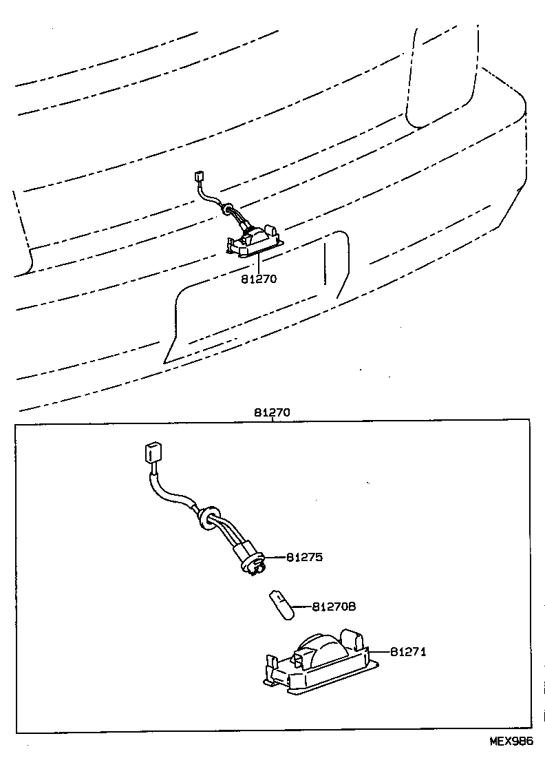 81275-16260 SOCKET AND WIRE, LICENSE PLATE LAMP product image