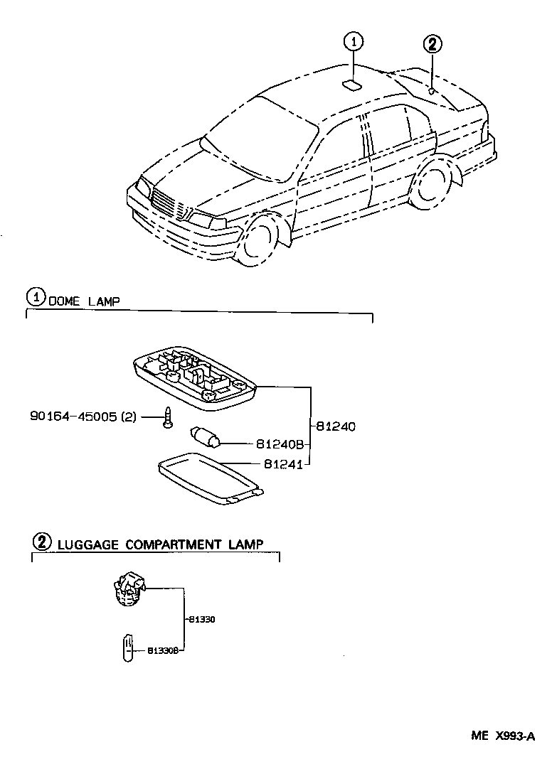 Toyota 81240-12060-B1 LAMP ASSY, ROOM, NO.1