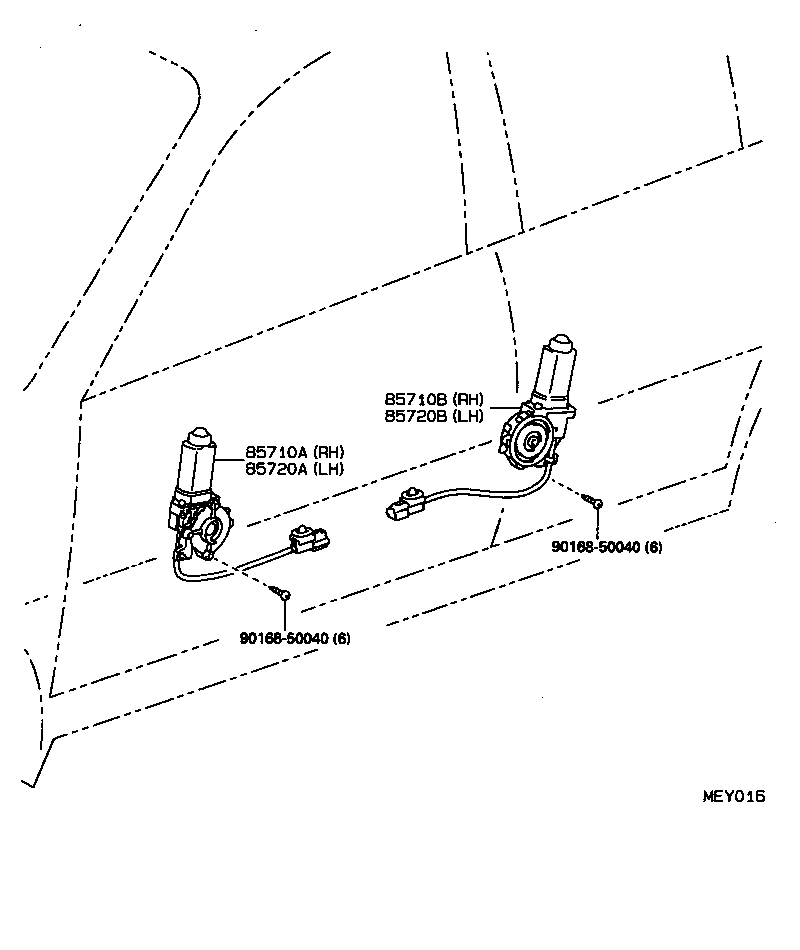 85710-16140 MOTOR ASSY, POWER WINDOW REGULATOR, FRONT RH product image
