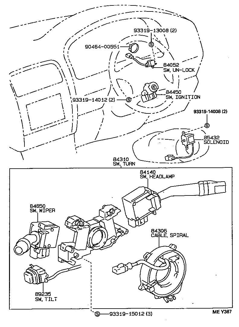 84140-50100 SWITCH ASSY, HEADLAMP DIMMER product image