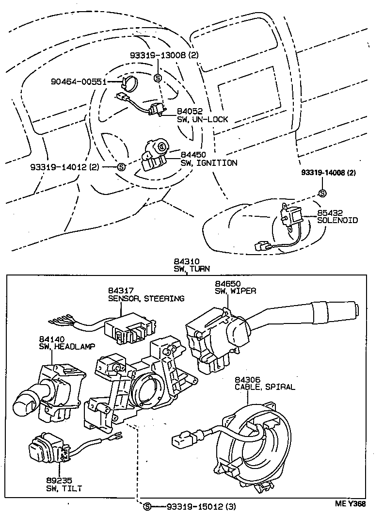 84140-50100 SWITCH ASSY, HEADLAMP DIMMER product image
