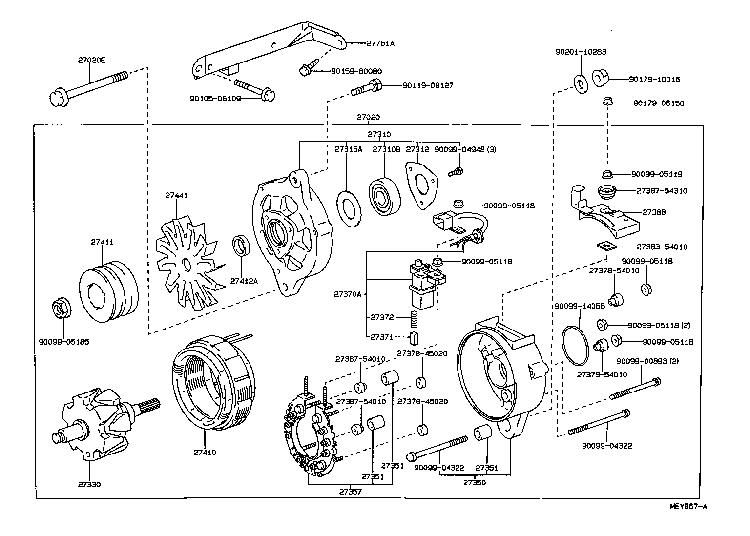 27310-54440 FRAME ASSY, DRIVE END, ALTERNATOR product image