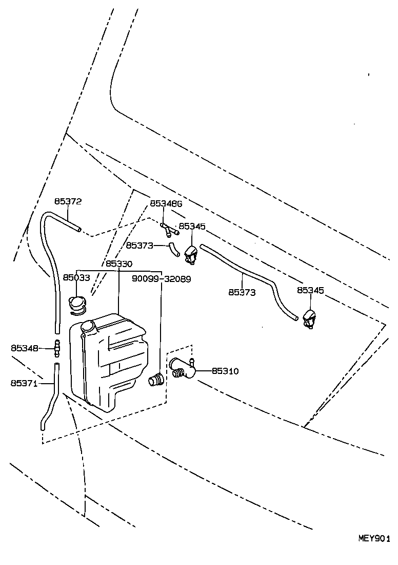 85330-25050 MOTOR AND PUMP ASSY, WINDSHIELD WASHER product image