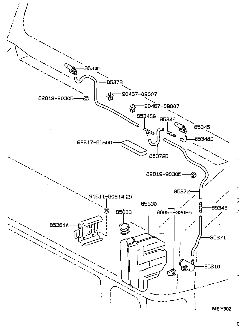 85330-25050 MOTOR AND PUMP ASSY, WINDSHIELD WASHER product image