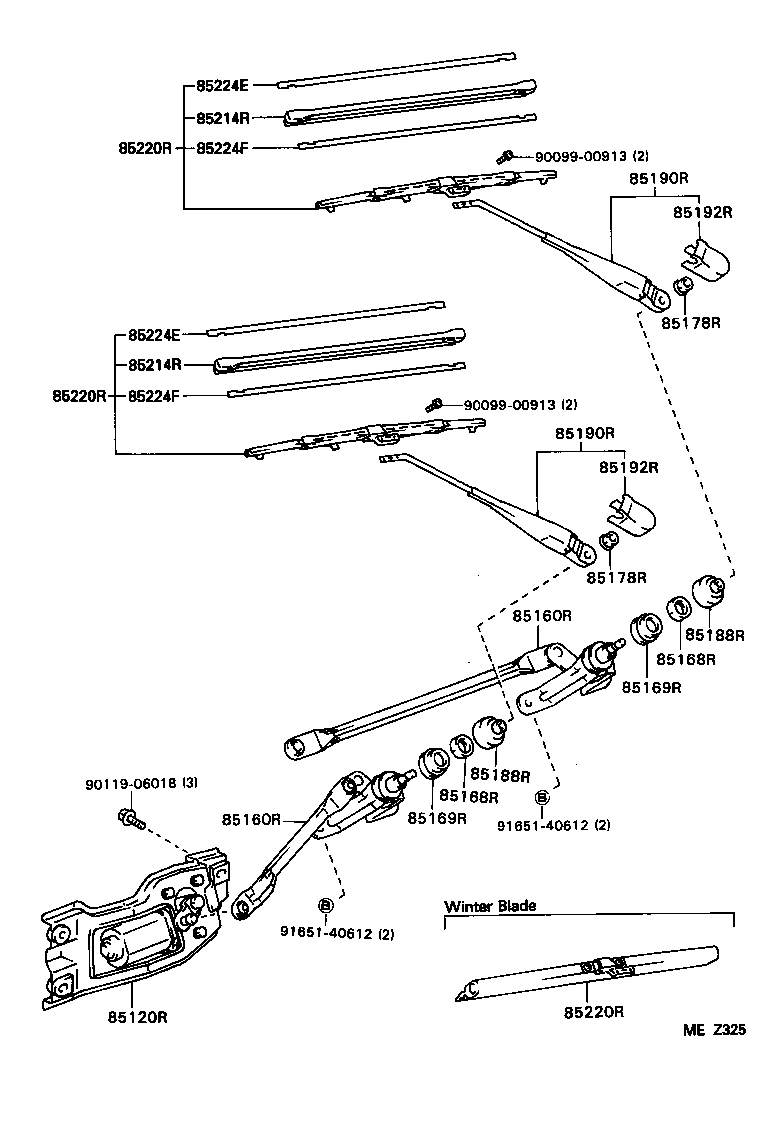 85241-23020 ARM ASSY, REAR WIPER product image