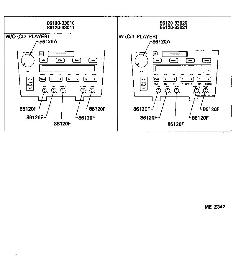 86127-33010 KNOB, RADIO RECEIVER SWITCH product image