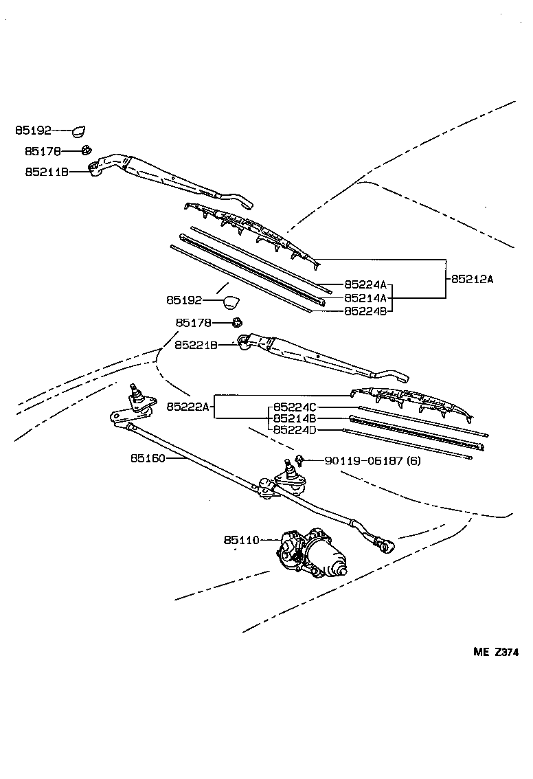 85110-02070 MOTOR ASSY, WINDSHIELD WIPER product image